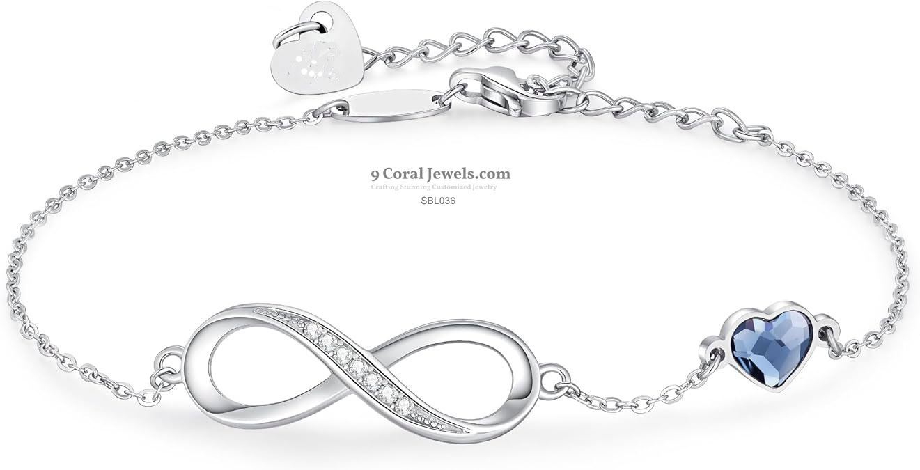 Sterling Silver Infinity Heart Charm Bracelet