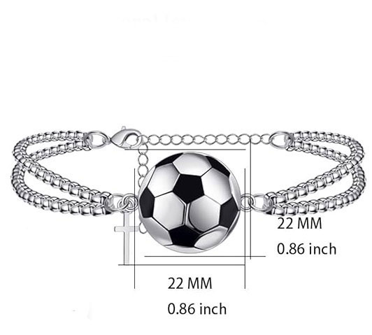 925 Sterling Silver Soccer Bracelet with Cross Charm & CZ Accents