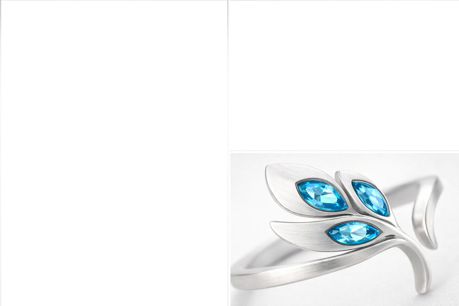 Leaf Blue Gemstone Silver  Ring