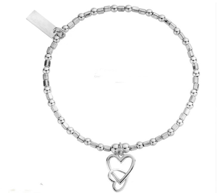 Sterling Silver Beaded Heart Charm Bracelet