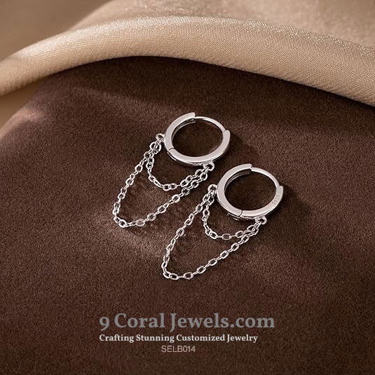 Sterling Silver Double Chain Hoop Earrings