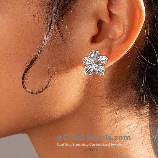 Floral Silver Stud Earrings