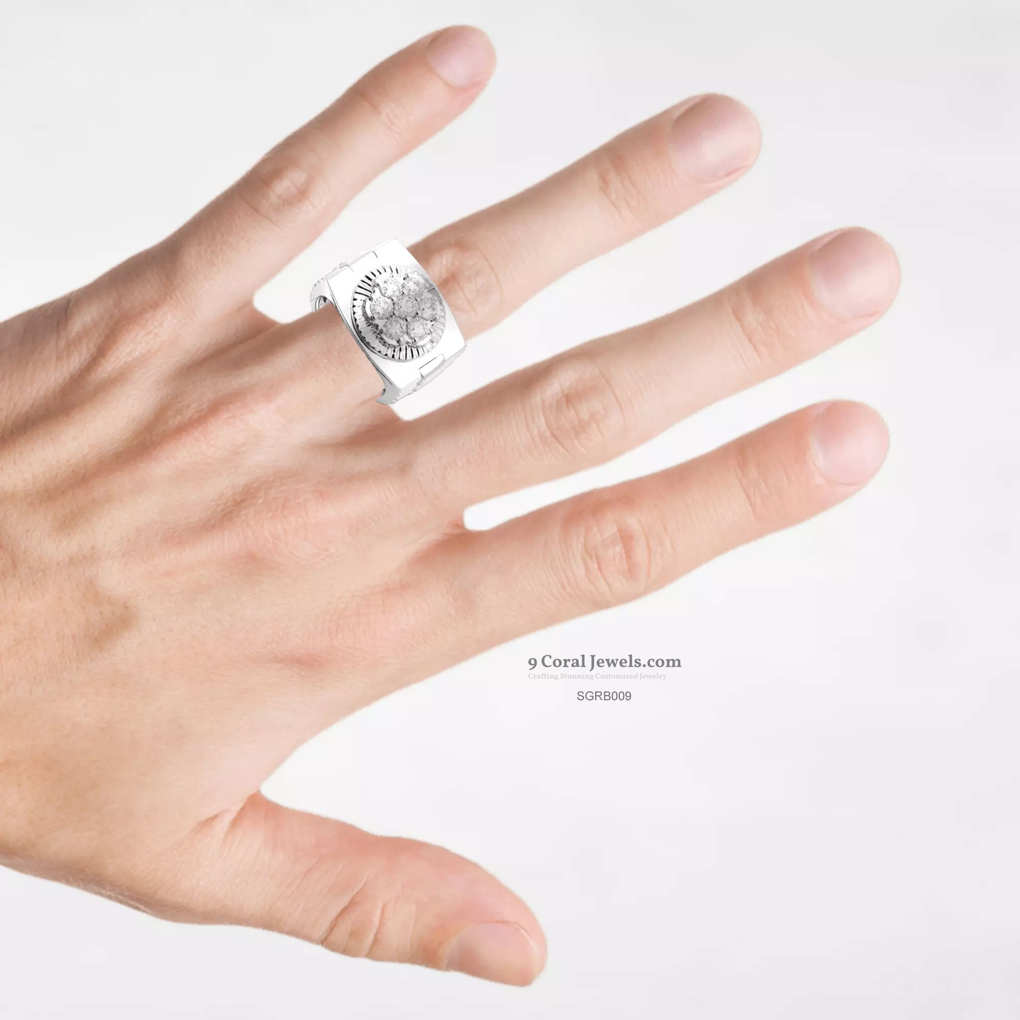 Men's Cubic Zircon Diamond Cluster Ring