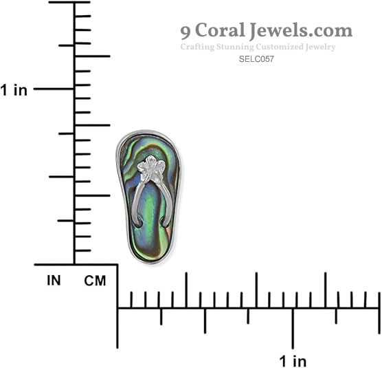 925% Sterling Silver Flip Flop Abalone Shell Stud Earrings
