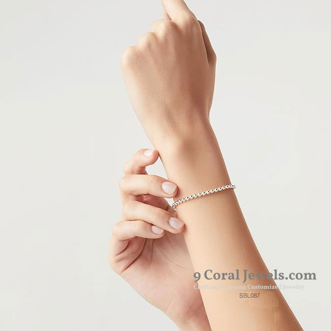 Delicate 925 Sterling Silver Bead Bracelet