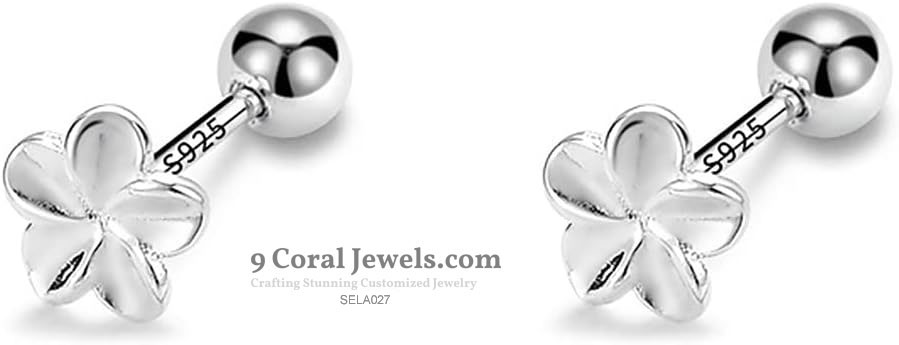 Sterling Silver Flower Shape Stud Earrings