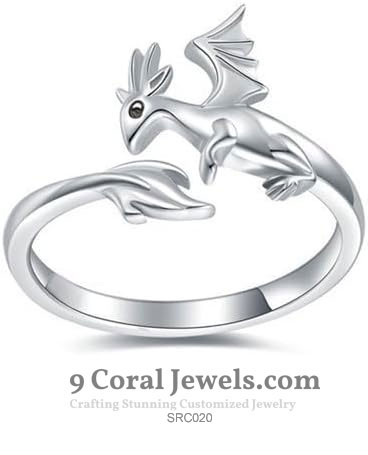 925% Sterling Silver Dragon Adjustable Ring