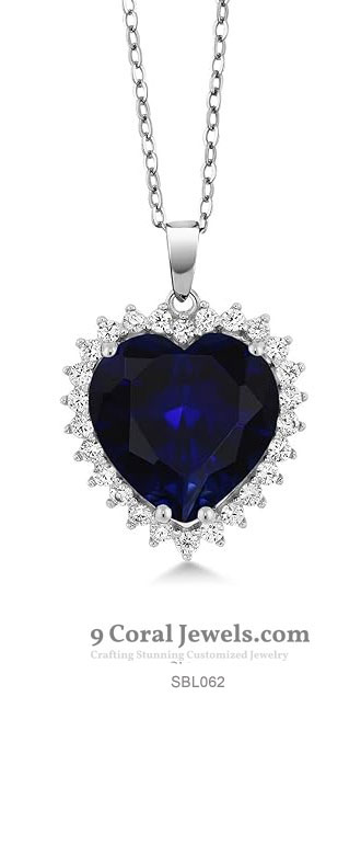 925 Sterling Silver Heart-Shaped Blue CZ Pendant & Bracelet Set – SBL062