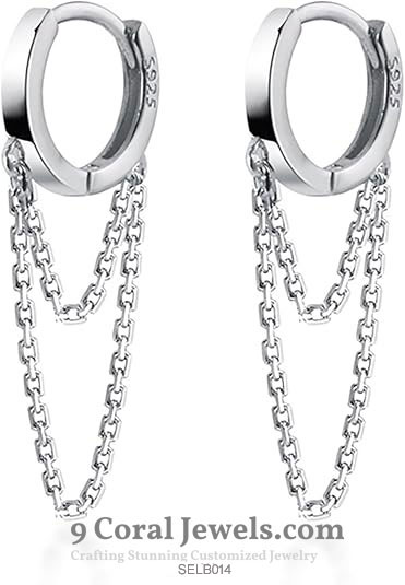 Sterling Silver Double Chain Hoop Earrings
