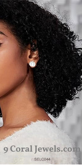 Pumpkin Shaped Silver Stud Earrings