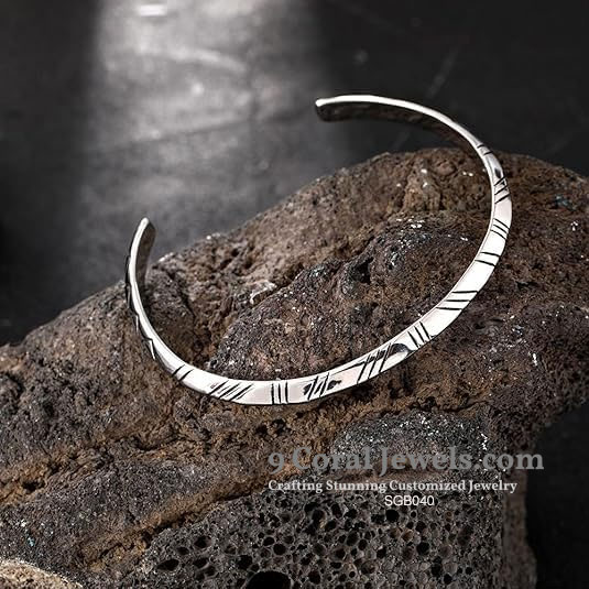 Silver Chevron Pattern Bracelet