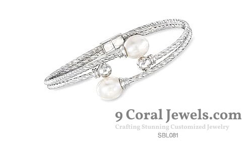Sterling Silver Twisted Pearl Cuff Bracelet