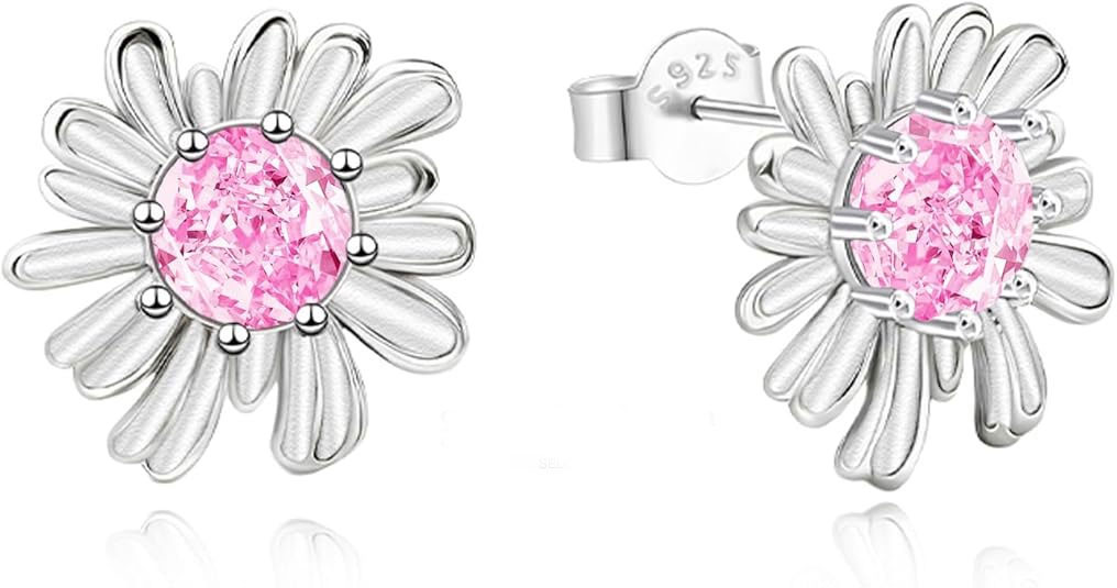 Sterling Silver Daisy Stud Earrings