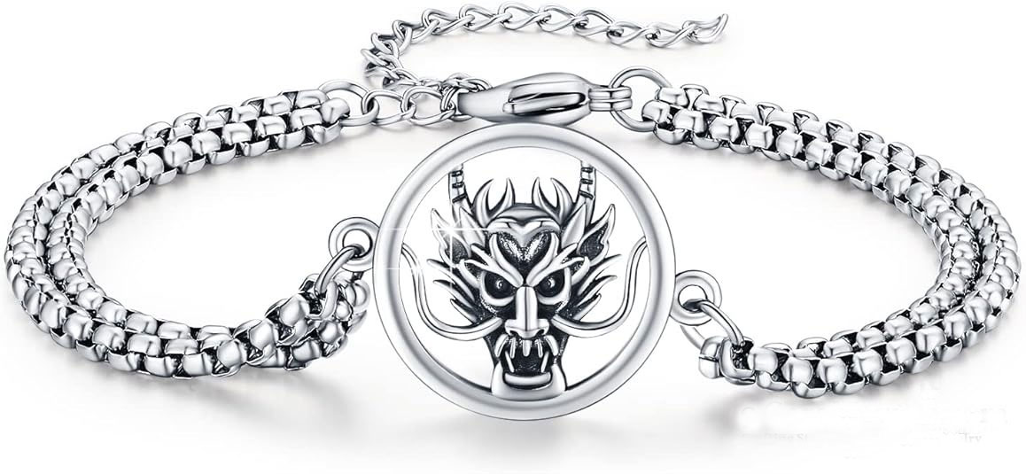 Silver Dragon Head Bracelet