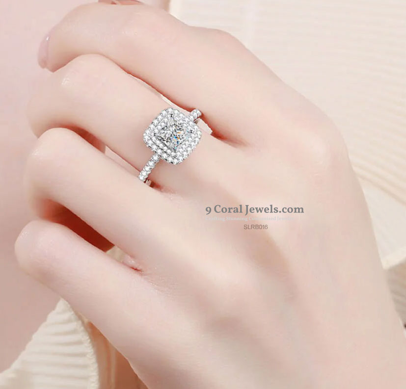 Elegant Princess Cut CZ Diamond Ladies Ring