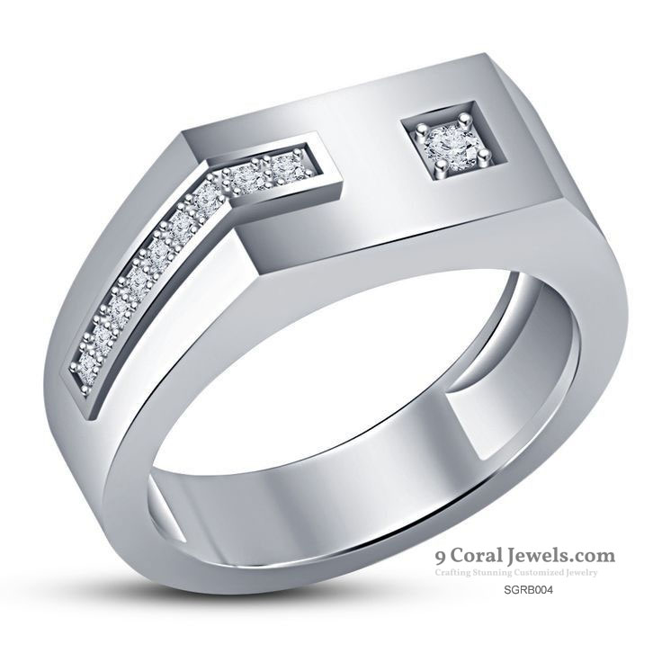 Men's geometric Cubic Zircon Silver Ring