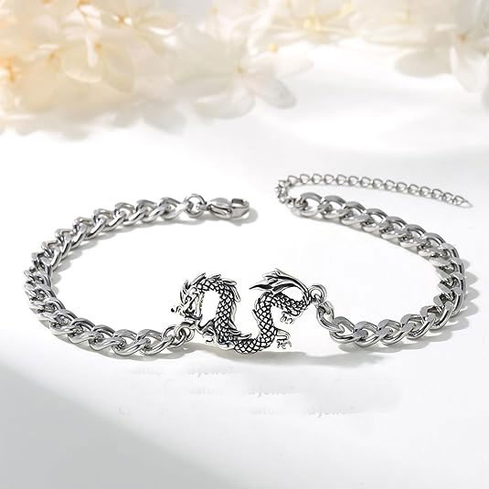 Dragon Silver Chain Bracelet