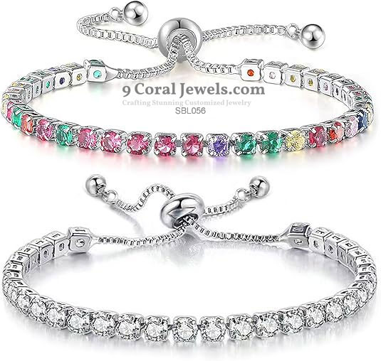925 Sterling Silver Blue & White CZ Tennis Bracelet