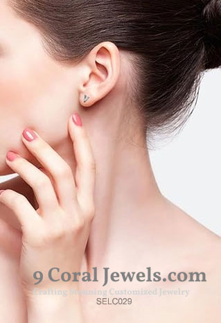 Silver Letter V Stud Earrings