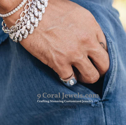 Silver Ring with CZ Letter S