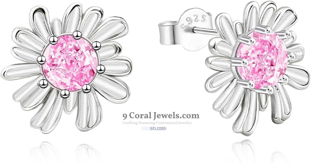 Sterling Silver Daisy Stud Earrings