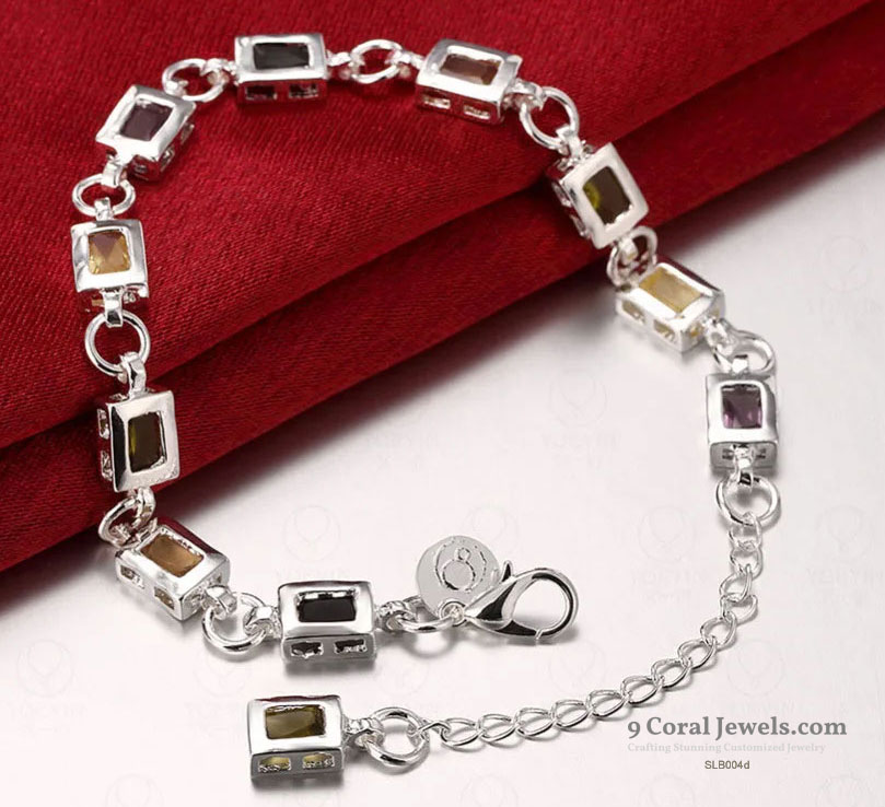 Multicolor Gemstone Silver Bracelet
