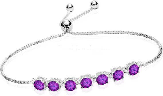 925 Sterling Silver Purple CZ Bracelet & Stud Earrings Set – SBL059