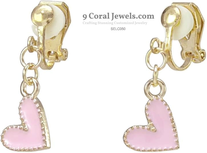 Pink Heart Clip-On Earrings