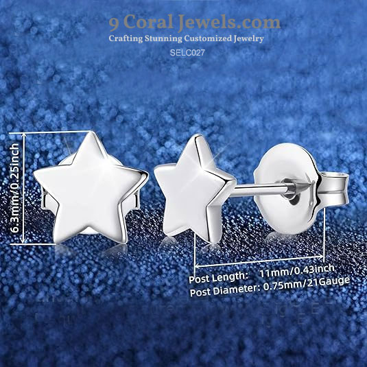 Star Shaped Silver Stud Earrings