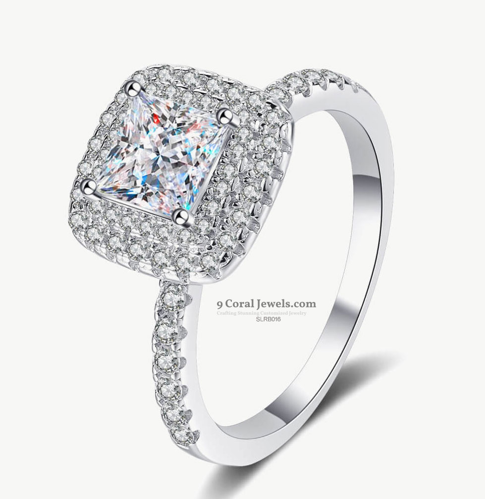Elegant Princess Cut CZ Diamond Ladies Ring