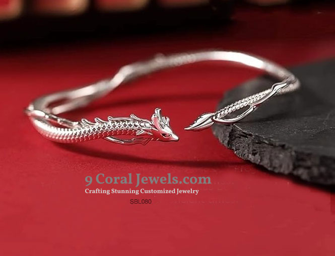 Sterling Silver Dragon Wrap Bangle
