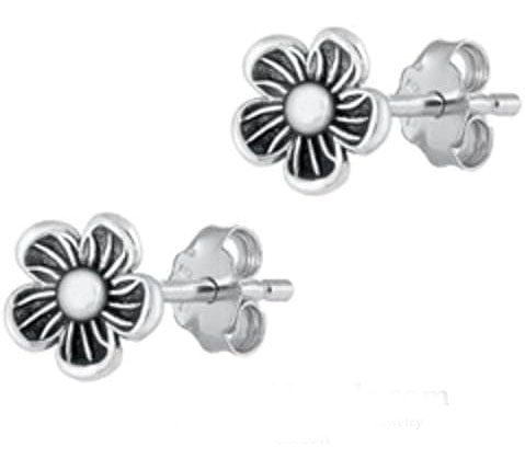 Silver Floral Stud Earrings