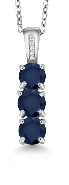 925 Sterling Silver Blue & White CZ Bracelet and Pendant Set - SBL058