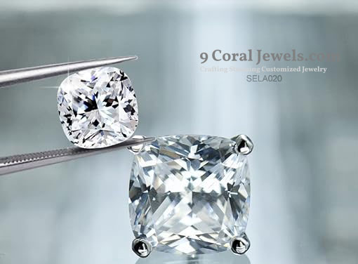 925% Sterling Silver Cushion Cut Cubic Zirconia Stud Earrings