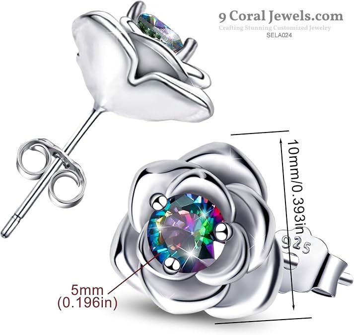 Sterling Silver Rose Stud Earrings