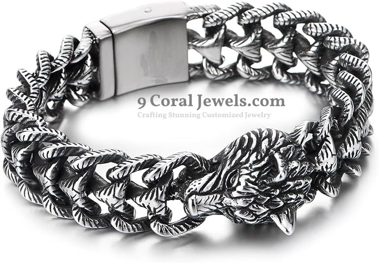 Men's Tiger Head Chain Bracelet