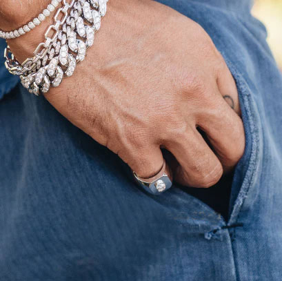 Silver Ring with CZ Letter S