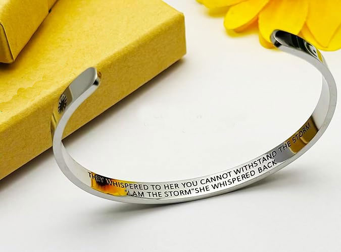 925% Sterling Silver Inspirational Moon and Sun Cuff Bracelet