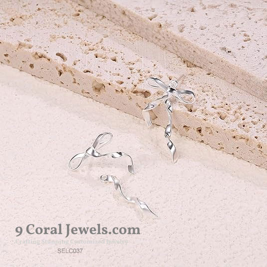 Silver Ribbon Bow Earrings