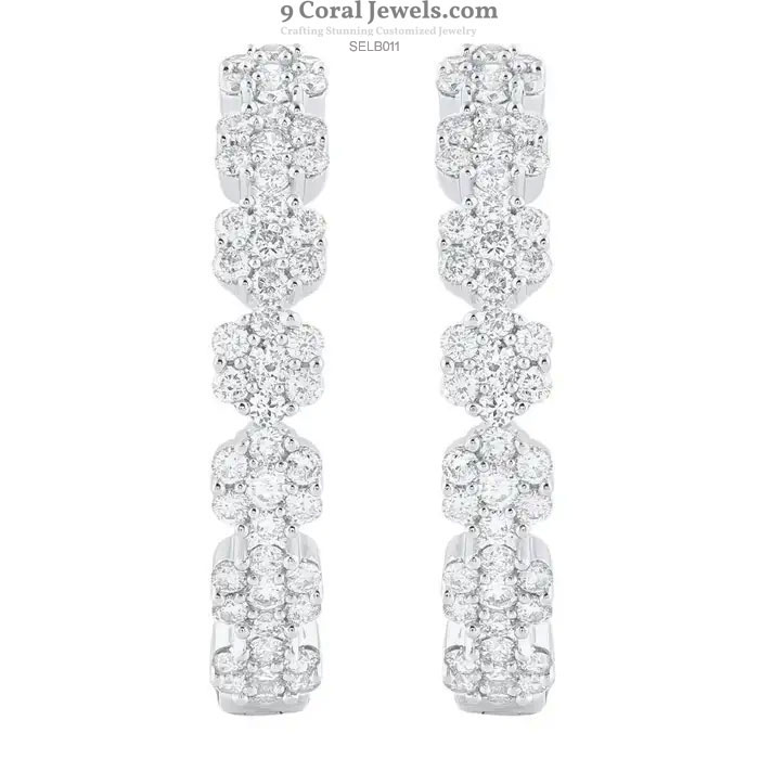 925% Sterling Silver CZ Diamond Hoop Earrings