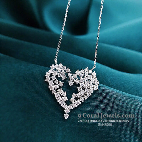 CZ Diamond Heart Pendant Necklace