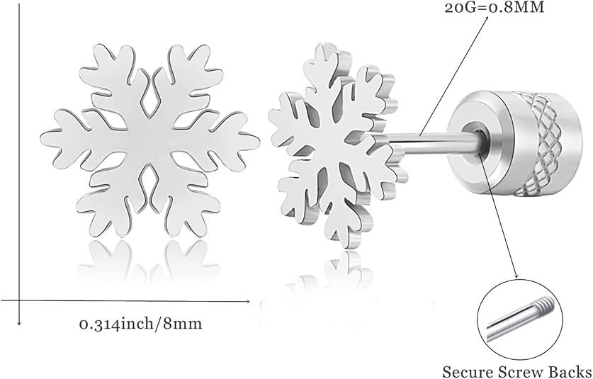 Snowflake 925% Sterling Silver Stud Earrings