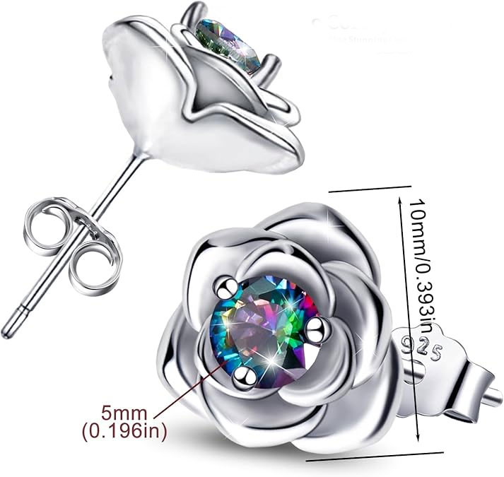 Sterling Silver Rose Stud Earrings