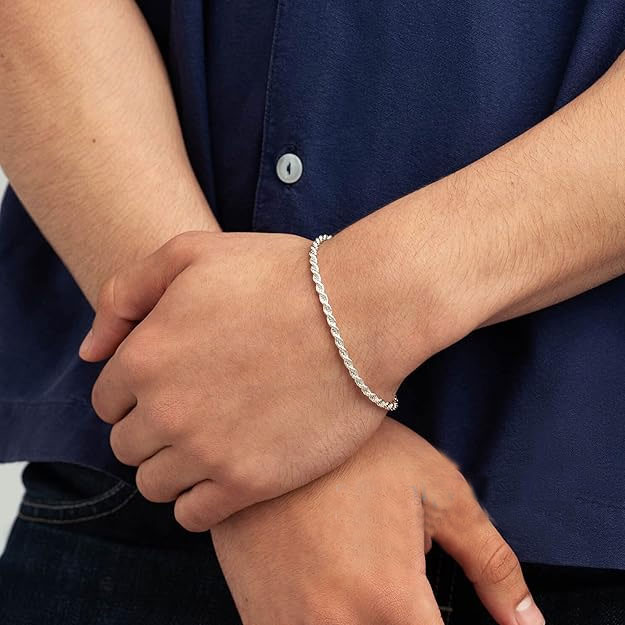 Sterling Silver Rope Chain Bracelet
