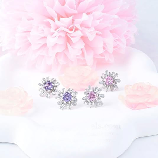 Sterling Silver Daisy Stud Earrings
