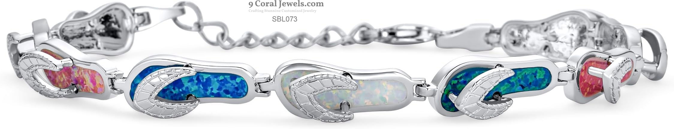 Colorful Flip-Flop Opal Bracelet – 925 Sterling Silver