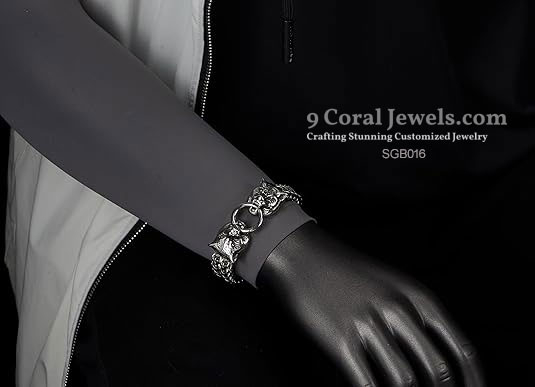 Men's 925% Sterling Silver Wolf Head Bracelet