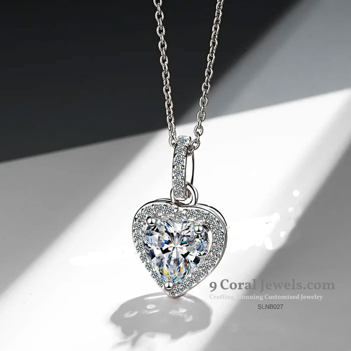 Heart-Shaped CZ Diamond Pendant Necklace
