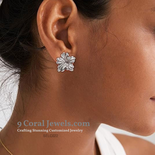 Floral Silver Stud Earrings
