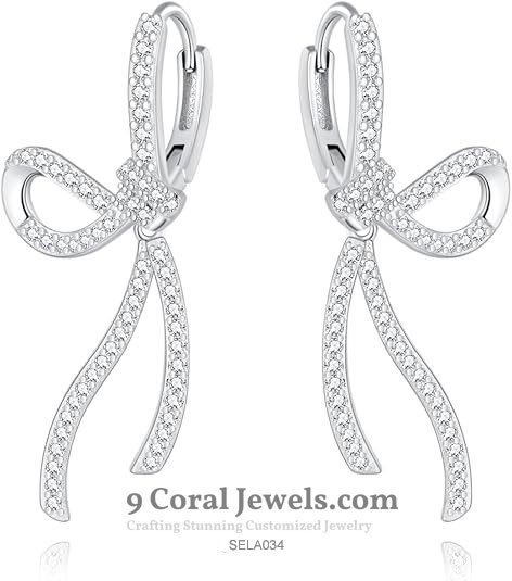 925% Sterling Silver Elegant Bow-Shaped CZ Earrings